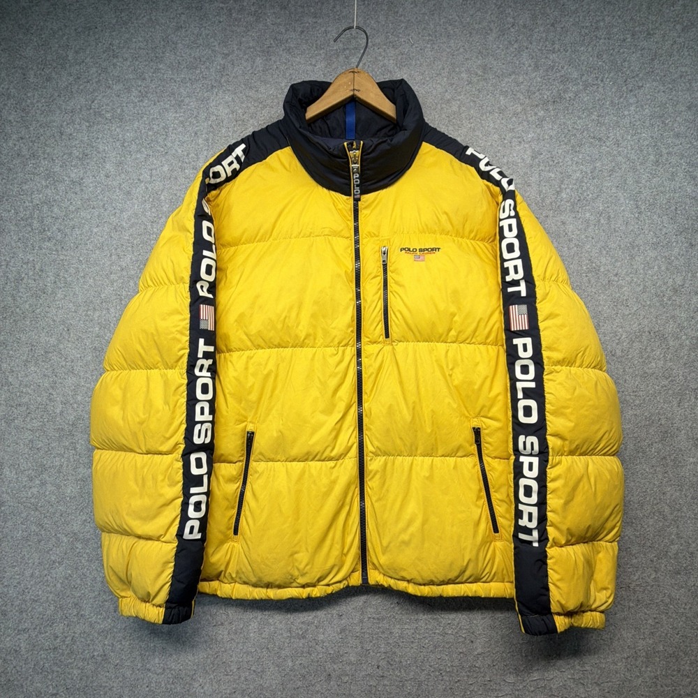 Polo Sport Ralph Lauren Mens XXL Puffer White Duck Down Oversized 90s Fit